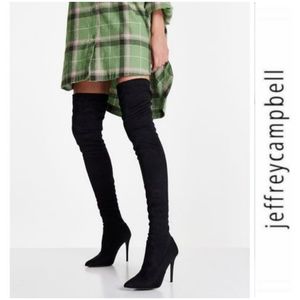 Sexy Chic Jeffrey Campbell Black Microsuede OTK Boots
